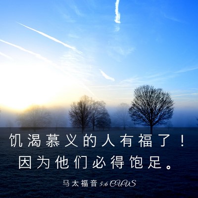 Picture 03 - 马 太 福 音 5:6 CUVS - 饥 渴 慕 义 的 人 有 福 了 ！ 因 为 - Bible Verse Picture