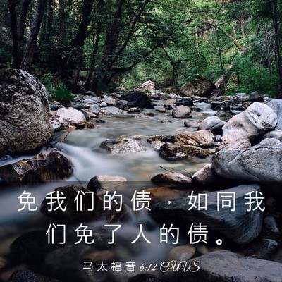 Picture 03 - 马 太 福 音 6:12 CUVS - 免 我 们 的 债 ， 如 同 我 们 免 了 - Bible Verse Picture