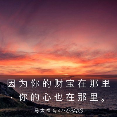 Picture 03 - 马 太 福 音 6:21 CUVS - 因 为 你 的 财 宝 在 那 里 ， 你 的 - Bible Verse Picture