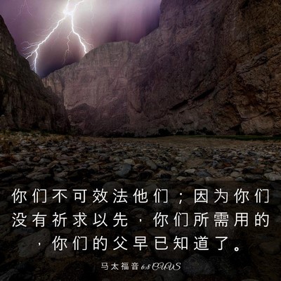 Picture 03 - 马 太 福 音 6:8 CUVS - 你 们 不 可 效 法 他 们 ； 因 为 你 - Bible Verse Picture