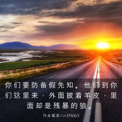 Picture 03 - 马 太 福 音 7:15 CUVS - 你 们 要 防 备 假 先 知 。 他 们 到 - Bible Verse Picture