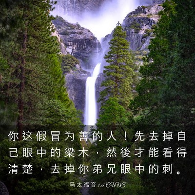 Picture 03 - 马 太 福 音 7:5 CUVS - 你 这 假 冒 为 善 的 人 ！ 先 去 掉 - Bible Verse Picture