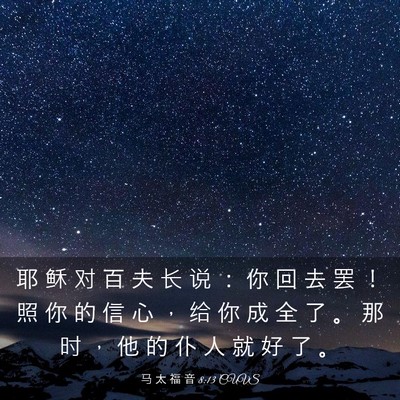 Picture 03 - 马 太 福 音 8:13 CUVS - 耶 稣 对 百 夫 长 说 ： 你 回 去 罢 - Bible Verse Picture