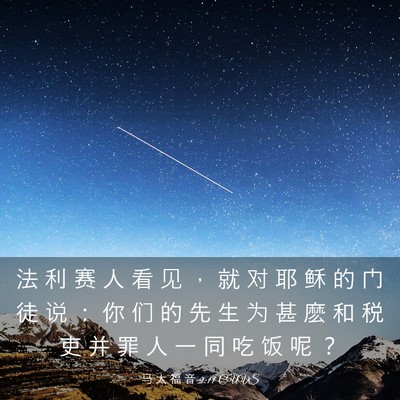 Picture 03 - 马 太 福 音 9:11 CUVS - 法 利 赛 人 看 见 ， 就 对 耶 稣 的 - Bible Verse Picture