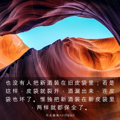 Picture 03 - 马 太 福 音 9:17 CUVS - 也 没 有 人 把 新 酒 装 在 旧 皮 袋 - Bible Verse Picture