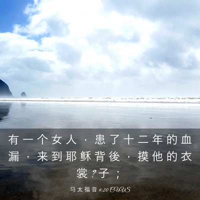 Picture 03 - 马 太 福 音 9:20 CUVS - 有 一 个 女 人 ， 患 了 十 二 年 的 - Bible Verse Picture