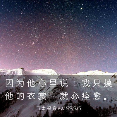 Picture 03 - 马 太 福 音 9:21 CUVS - 因 为 他 心 里 说 ： 我 只 摸 他 的 - Bible Verse Picture