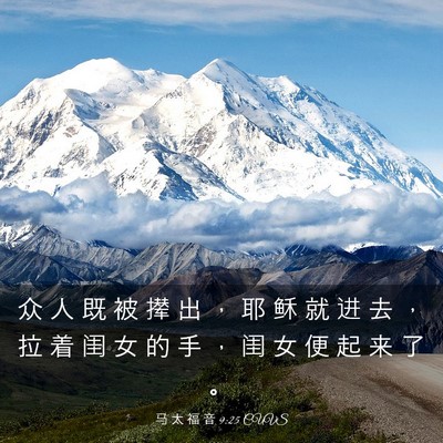 Picture 03 - 马 太 福 音 9:25 CUVS - 众 人 既 被 撵 出 ， 耶 稣 就 进 去 - Bible Verse Picture