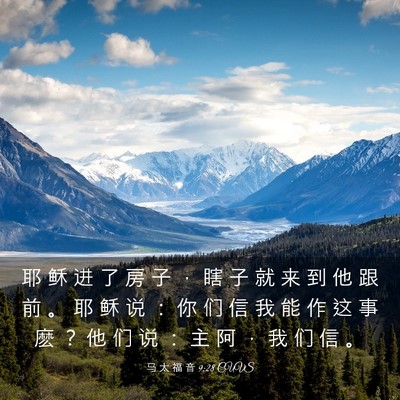 Picture 03 - 马 太 福 音 9:28 CUVS - 耶 稣 进 了 房 子 ， 瞎 子 就 来 到 - Bible Verse Picture