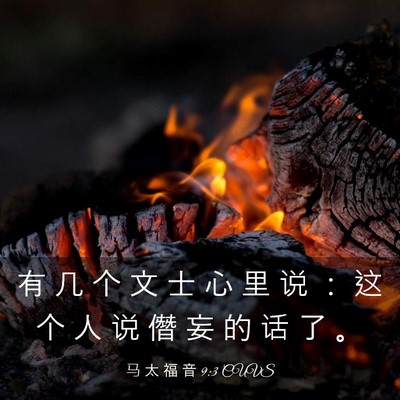 Picture 03 - 马 太 福 音 9:3 CUVS - 有 几 个 文 士 心 里 说 ： 这 个 人 - Bible Verse Picture