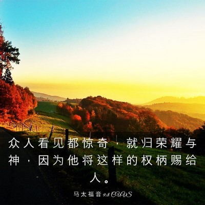 Picture 03 - 马 太 福 音 9:8 CUVS - 众 人 看 见 都 惊 奇 ， 就 归 荣 耀 - Bible Verse Picture