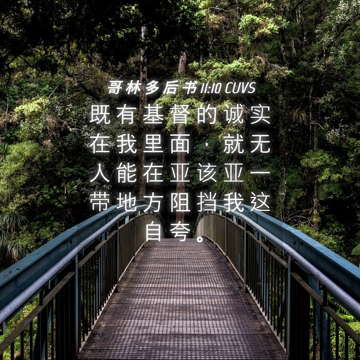 哥 林 多 后 书 11:10 CUVS - 既 有 基 督 的 诚 实 在 我 里 面