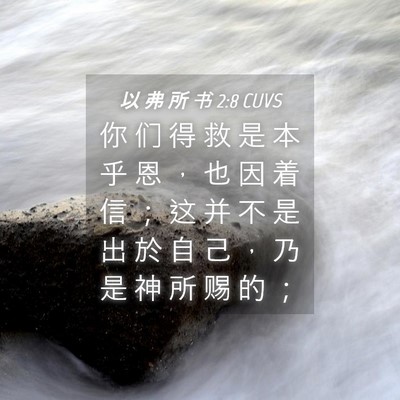 Picture 04 - 以 弗 所 书 2:8 CUVS - 你 们 得 救 是 本 乎 恩 ， 也 因 着 - Bible Verse Picture