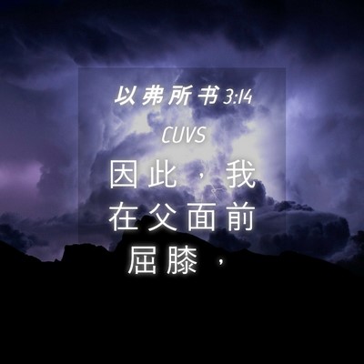 Picture 04 - 以 弗 所 书 3:14 CUVS - 因 此 ， 我 在 父 面 前 屈 膝 - Bible Verse Picture