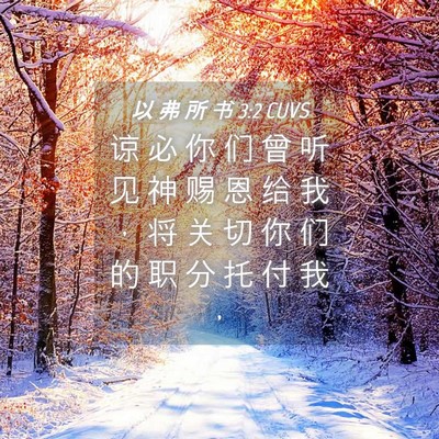 Picture 04 - 以 弗 所 书 3:2 CUVS - 谅 必 你 们 曾 听 见 神 赐 恩 给 我 - Bible Verse Picture