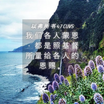 Picture 04 - 以 弗 所 书 4:7 CUVS - 我 们 各 人 蒙 恩 ， 都 是 照 基 督 - Bible Verse Picture