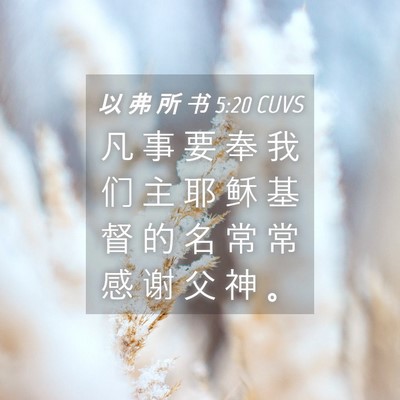 Picture 04 - 以 弗 所 书 5:20 CUVS - 凡 事 要 奉 我 们 主 耶 稣 基 督 的 - Bible Verse Picture