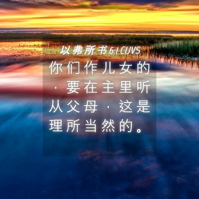 Picture 04 - 以 弗 所 书 6:1 CUVS - 你 们 作 儿 女 的 ， 要 在 主 里 听 - Bible Verse Picture