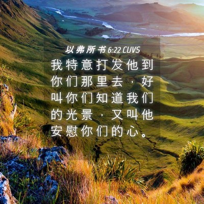 Picture 04 - 以 弗 所 书 6:22 CUVS - 我 特 意 打 发 他 到 你 们 那 里 去 - Bible Verse Picture