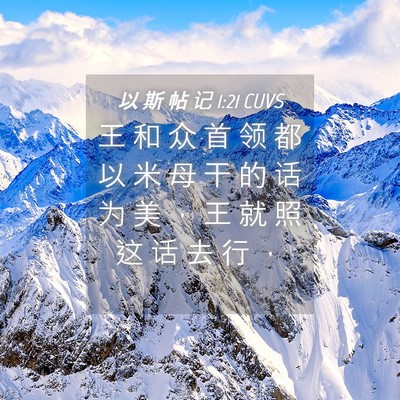 Picture 04 - 以 斯 帖 记 1:21 CUVS - 王 和 众 首 领 都 以 米 母 干 的 话 - Bible Verse Picture