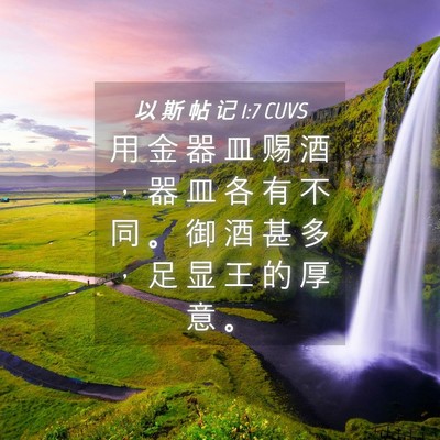Picture 04 - 以 斯 帖 记 1:7 CUVS - 用 金 器 皿 赐 酒 ， 器 皿 各 有 不 - Bible Verse Picture