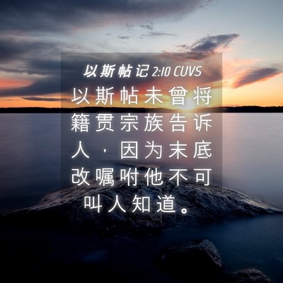 Picture 04 - 以 斯 帖 记 2:10 CUVS - 以 斯 帖 未 曾 将 籍 贯 宗 族 告 诉 - Bible Verse Picture