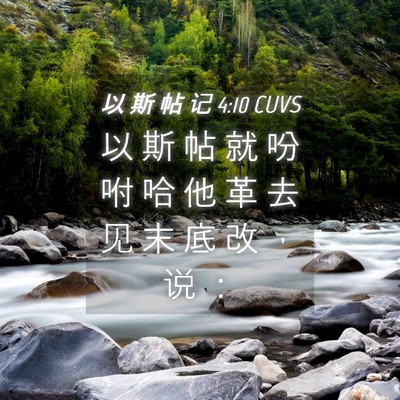 Picture 04 - 以 斯 帖 记 4:10 CUVS - 以 斯 帖 就 吩 咐 哈 他 革 去 见 末 - Bible Verse Picture