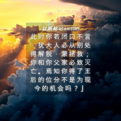 Picture 04 - 以 斯 帖 记 4:14 CUVS - 此 时 你 若 闭 口 不 言 ， 犹 大 人 - Bible Verse Picture