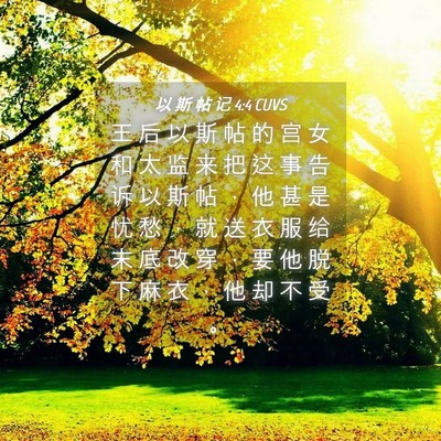 Picture 04 - 以 斯 帖 记 4:4 CUVS - 王 后 以 斯 帖 的 宫 女 和 太 监 来 - Bible Verse Picture