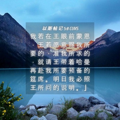 Picture 04 - 以 斯 帖 记 5:8 CUVS - 我 若 在 王 眼 前 蒙 恩 ， 王 若 愿 - Bible Verse Picture