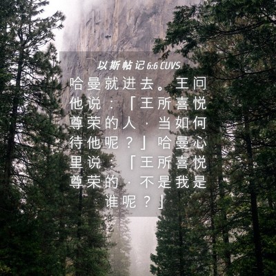 Picture 04 - 以 斯 帖 记 6:6 CUVS - 哈 曼 就 进 去 。 王 问 他 说 ： 「 - Bible Verse Picture