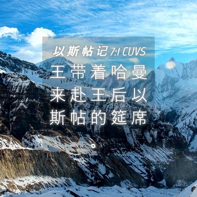 Picture 04 - 以 斯 帖 记 7:1 CUVS - 王 带 着 哈 曼 来 赴 王 后 以 斯 帖 - Bible Verse Picture