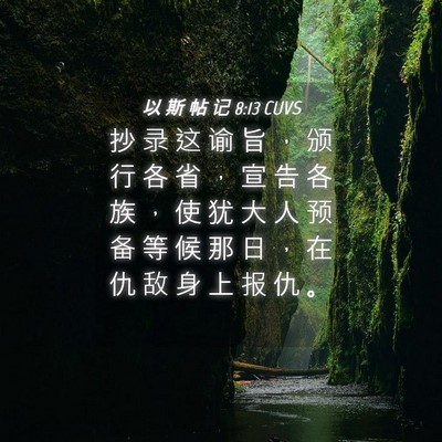 Picture 04 - 以 斯 帖 记 8:13 CUVS - 抄 录 这 谕 旨 ， 颁 行 各 省 ， 宣 - Bible Verse Picture