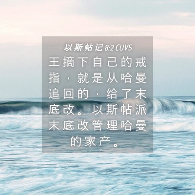 Picture 04 - 以 斯 帖 记 8:2 CUVS - 王 摘 下 自 己 的 戒 指 ， 就 是 从 - Bible Verse Picture
