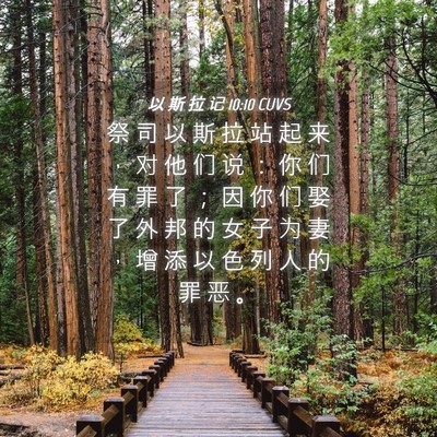 Picture 04 - 以 斯 拉 记 10:10 CUVS - 祭 司 以 斯 拉 站 起 来 ， 对 他 们 - Bible Verse Picture