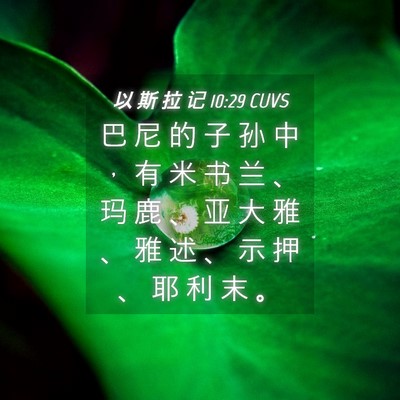 Picture 04 - 以 斯 拉 记 10:29 CUVS - 巴 尼 的 子 孙 中 ， 有 米 书 兰 、 - Bible Verse Picture