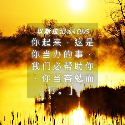 Picture 04 - 以 斯 拉 记 10:4 CUVS - 你 起 来 ， 这 是 你 当 办 的 事 ， - Bible Verse Picture