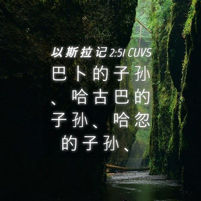 Picture 04 - 以 斯 拉 记 2:51 CUVS - 巴 卜 的 子 孙 、 哈 古 巴 的 子 孙 - Bible Verse Picture