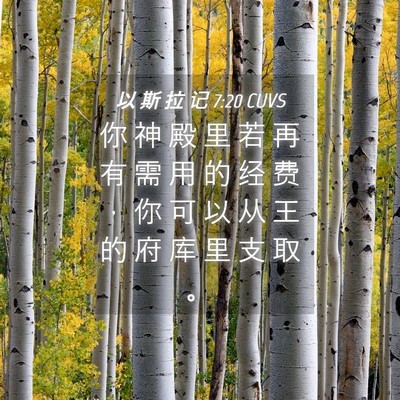 Picture 04 - 以 斯 拉 记 7:20 CUVS - 你 神 殿 里 若 再 有 需 用 的 经 费 - Bible Verse Picture