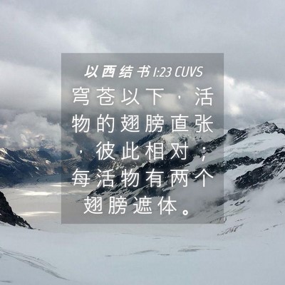 Picture 04 - 以 西 结 书 1:23 CUVS - 穹 苍 以 下 ， 活 物 的 翅 膀 直 张 - Bible Verse Picture