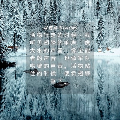 Picture 04 - 以 西 结 书 1:24 CUVS - 活 物 行 走 的 时 候 ， 我 听 见 翅 - Bible Verse Picture