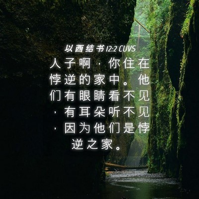 Picture 04 - 以 西 结 书 12:2 CUVS - 人 子 啊 ， 你 住 在 悖 逆 的 家 中 - Bible Verse Picture