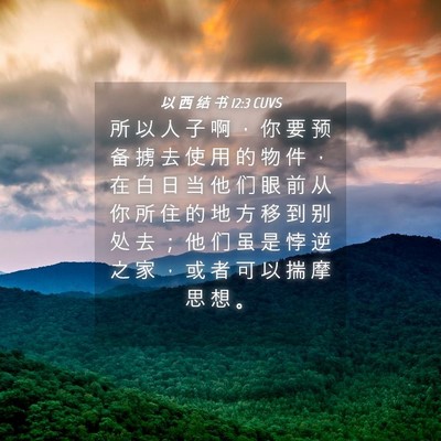 Picture 04 - 以 西 结 书 12:3 CUVS - 所 以 人 子 啊 ， 你 要 预 备 掳 去 - Bible Verse Picture