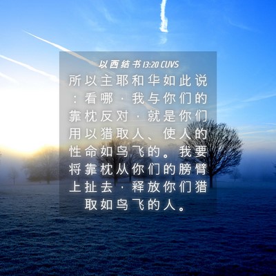 Picture 04 - 以 西 结 书 13:20 CUVS - 所 以 主 耶 和 华 如 此 说 ： 看 哪 - Bible Verse Picture