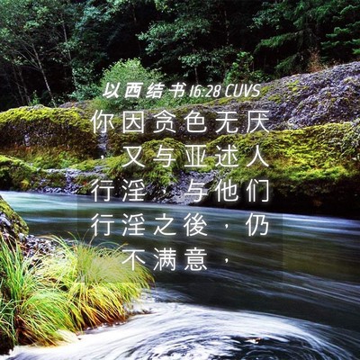 Picture 04 - 以 西 结 书 16:28 CUVS - 你 因 贪 色 无 厌 ， 又 与 亚 述 人 - Bible Verse Picture