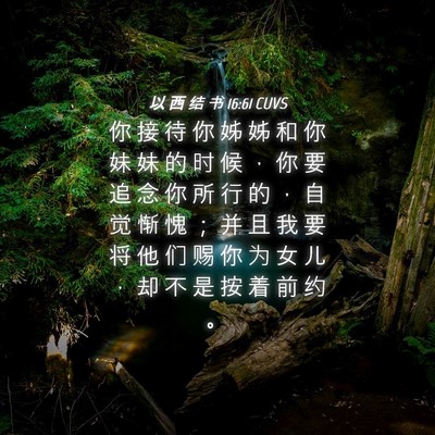 Picture 04 - 以 西 结 书 16:61 CUVS - 你 接 待 你 姊 姊 和 你 妹 妹 的 时 - Bible Verse Picture