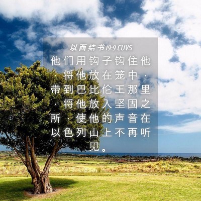 Picture 04 - 以 西 结 书 19:9 CUVS - 他 们 用 钩 子 钩 住 他 ， 将 他 放 - Bible Verse Picture