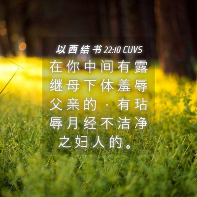Picture 04 - 以 西 结 书 22:10 CUVS - 在 你 中 间 有 露 继 母 下 体 羞 辱 - Bible Verse Picture