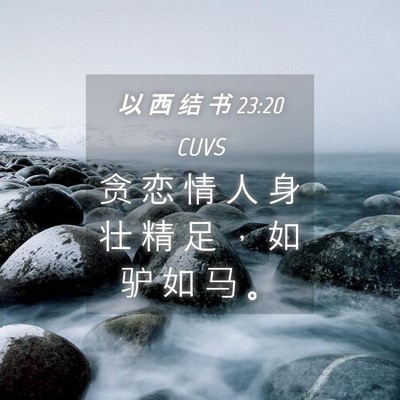 Picture 04 - 以 西 结 书 23:20 CUVS - 贪 恋 情 人 身 壮 精 足 ， 如 驴 如 - Bible Verse Picture