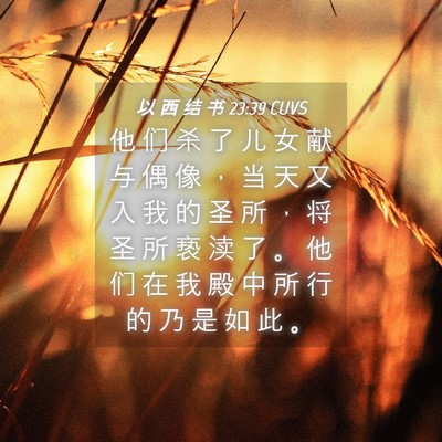 Picture 04 - 以 西 结 书 23:39 CUVS - 他 们 杀 了 儿 女 献 与 偶 像 ， 当 - Bible Verse Picture